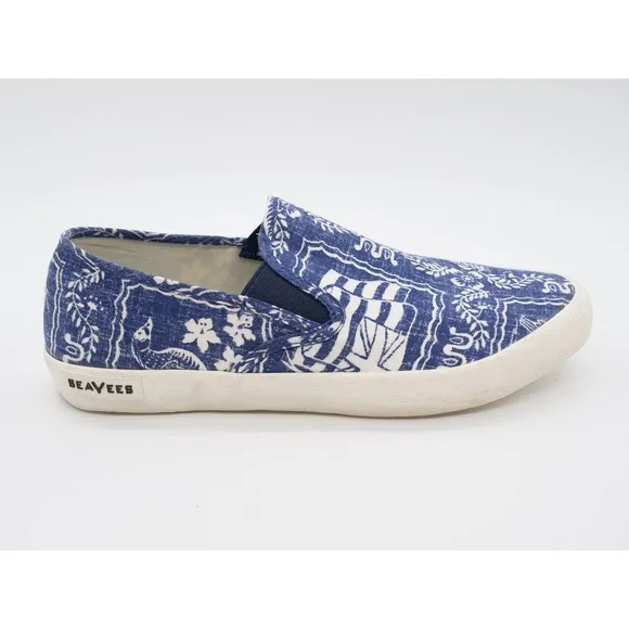 Seavees Slip On Shoes Mens 8 Reyn Spooner Baja Blue Casual Low Top Sneaker