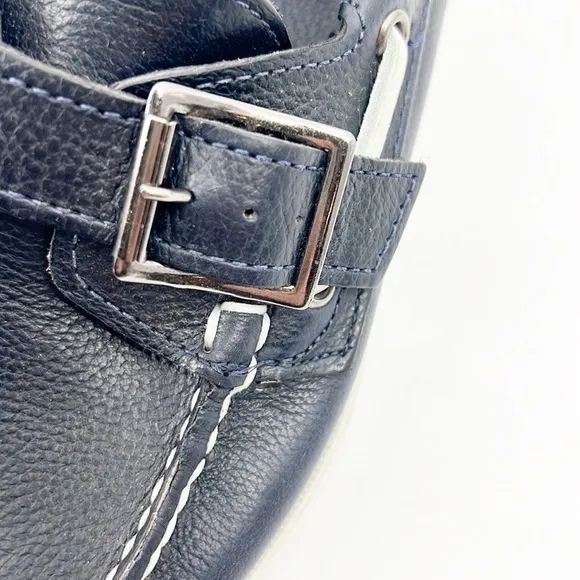 Sebago womens docksides navy blue leather Boat Shoes size 8.5 Portland