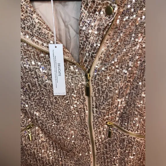 Sequin All Over Pink Crop Blazer