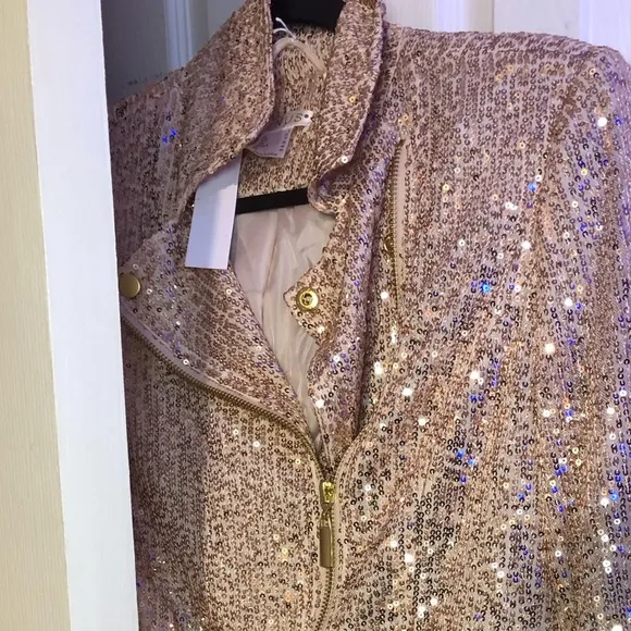 Sequin All Over Pink Crop Blazer