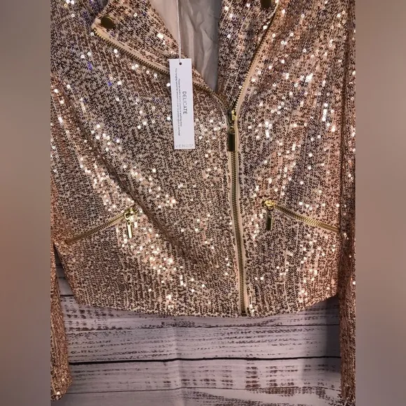 Sequin All Over Pink Crop Blazer