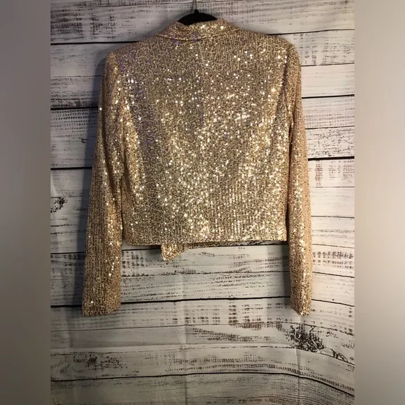Sequin All Over Pink Crop Blazer