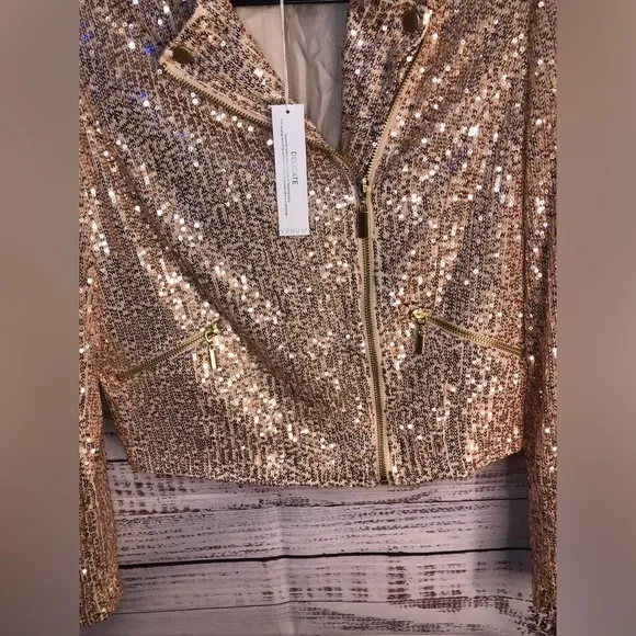 Sequin All Over Pink Crop Blazer