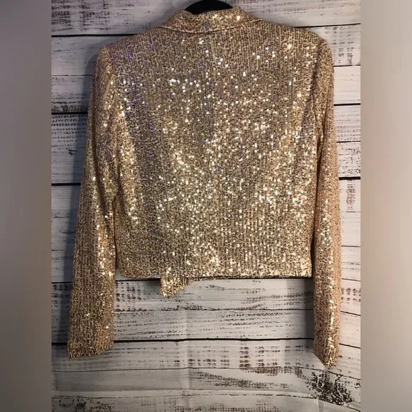Sequin All Over Pink Crop Blazer