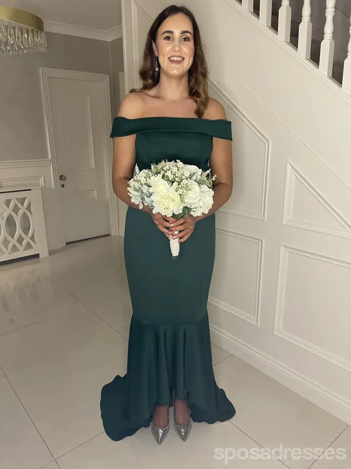 Sexy Green Mermaid Off Shoulder Cheap Maxi Long Bridesmaid Dresses,WG1711