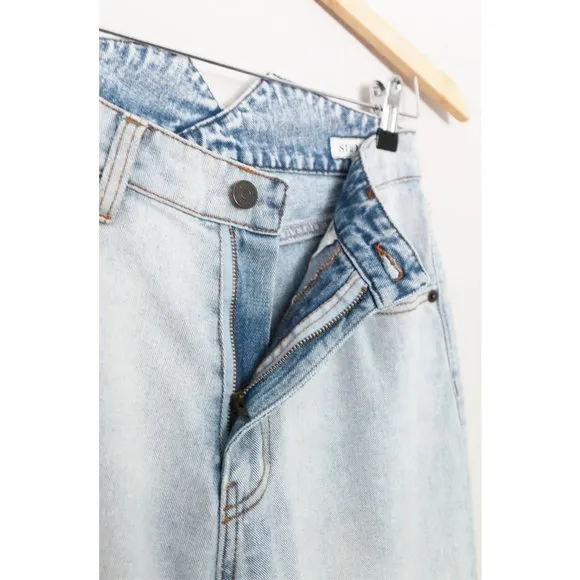 Shona Joy Cortona High Waist Rise Cropped Flared Denim Jean Light Blue 4 $280
