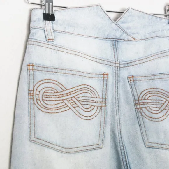 Shona Joy Cortona High Waist Rise Cropped Flared Denim Jean Light Blue 4 $280