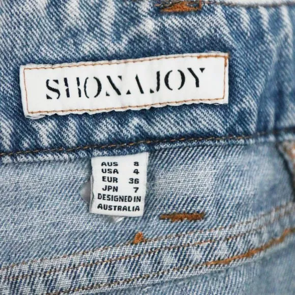 Shona Joy Cortona High Waist Rise Cropped Flared Denim Jean Light Blue 4 $280