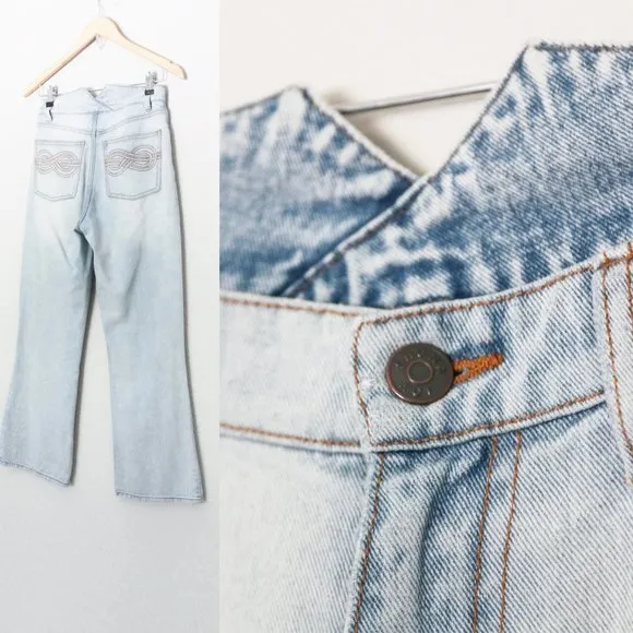 Shona Joy Cortona High Waist Rise Cropped Flared Denim Jean Light Blue 4 $280