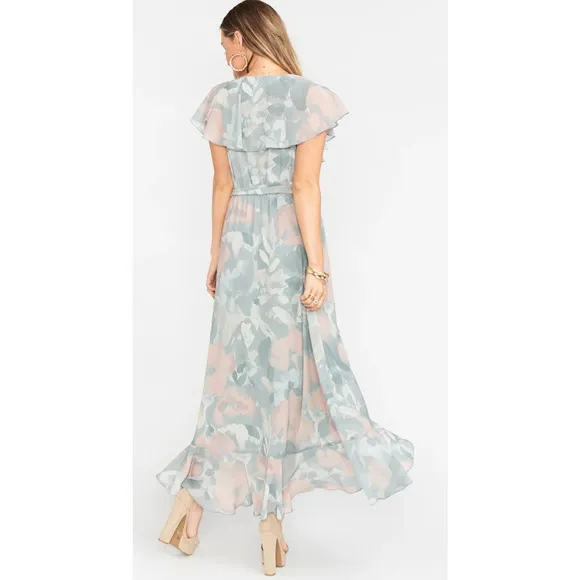 Show Me Your Mumu Jess Ruffle Midi Dress Large Floral Bridesmaid Cottage NEW