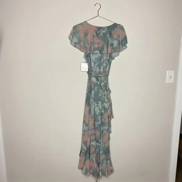 Show Me Your Mumu Jess Ruffle Midi Dress Large Floral Bridesmaid Cottage NEW