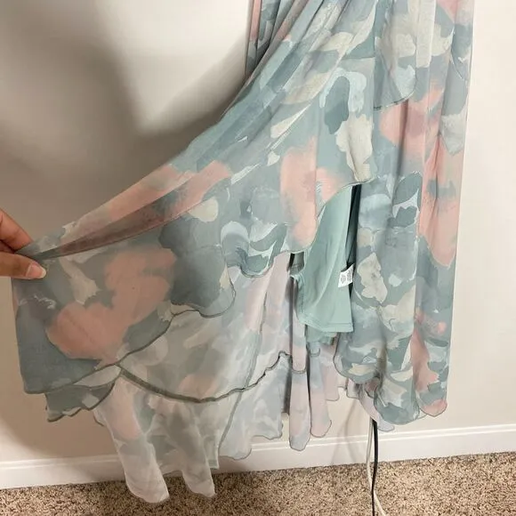 Show Me Your Mumu Jess Ruffle Midi Dress Large Floral Bridesmaid Cottage NEW