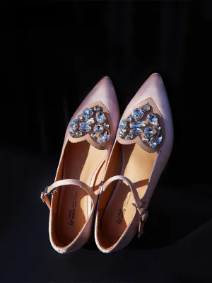 Silk Rhinestone Heart Mary Janes