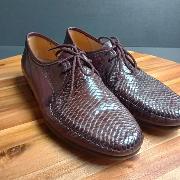 Sioux Germany Handcrafted Mens Shoes UK 8 Brown Woven Brown‎ Leather Brogue Moc