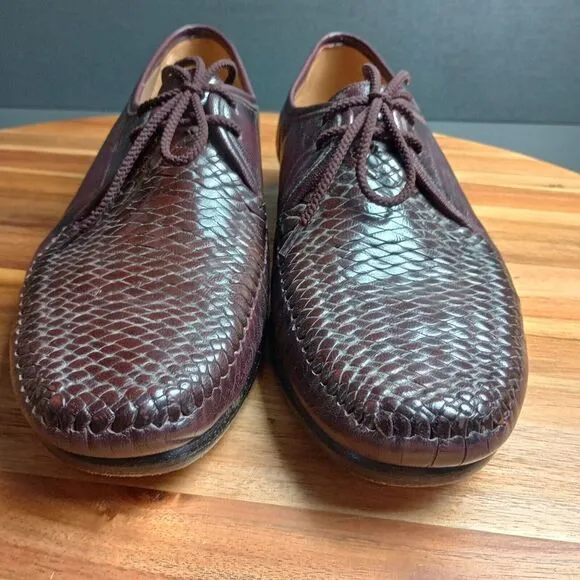 Sioux Germany Handcrafted Mens Shoes UK 8 Brown Woven Brown‎ Leather Brogue Moc