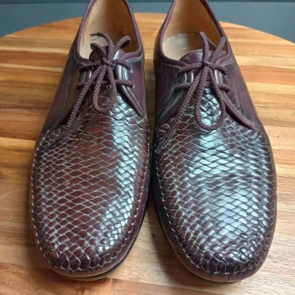 Sioux Germany Handcrafted Mens Shoes UK 8 Brown Woven Brown‎ Leather Brogue Moc