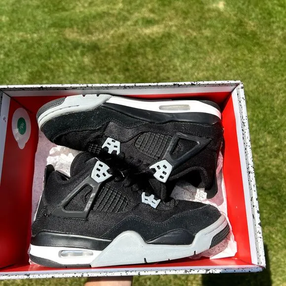 Size 4.5 - Nike Air Jordan 4 Retro SE GS Black Canvas Men's Shoes - Ships Now