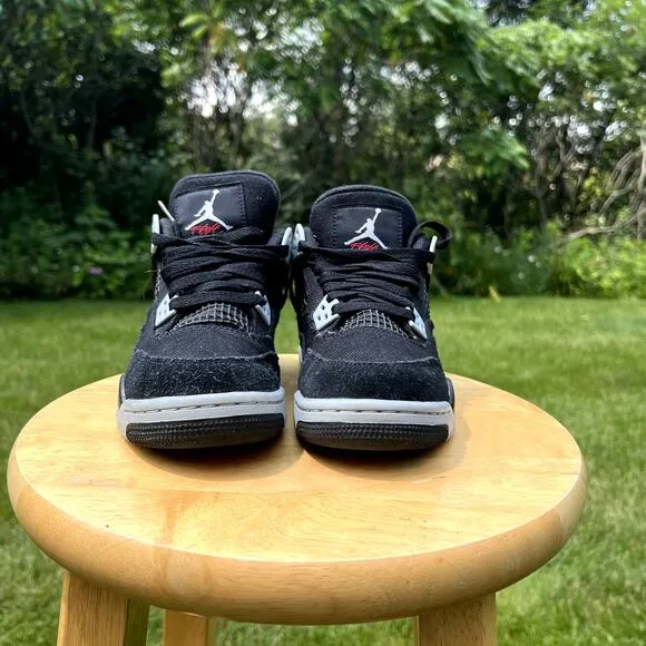 Size 4.5 - Nike Air Jordan 4 Retro SE GS Black Canvas Men's Shoes - Ships Now