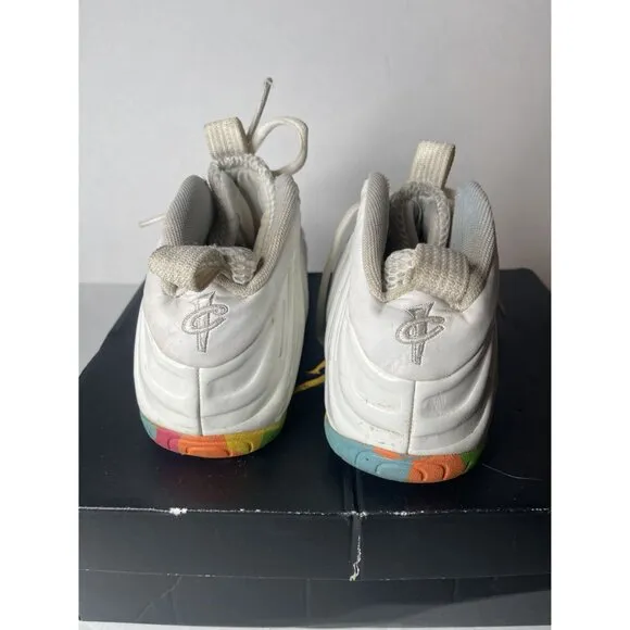 Size 7Y - Nike Little Posite One Mid Fruity Pebbles White Leather (644791-100)