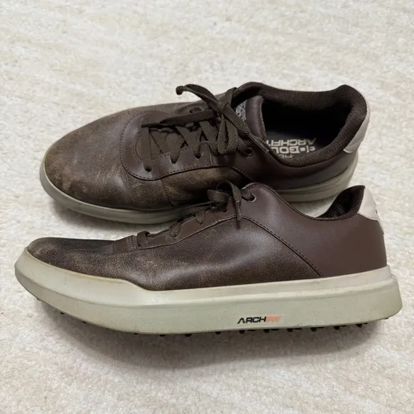 Skechers Go Golf Relaxed Fit Drive 5 LX Shoes Brown Spikeless Goodyear Size 10