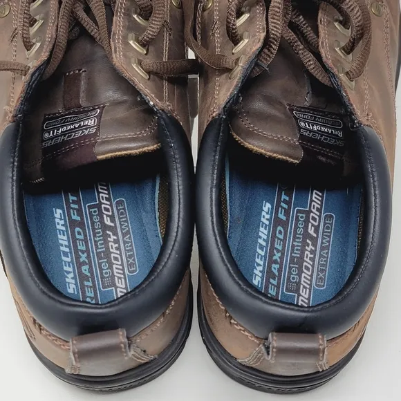 Skechers Men's Segment Rilar Brown Leather Shoes Relaxed 64260EW Size 10.5 W