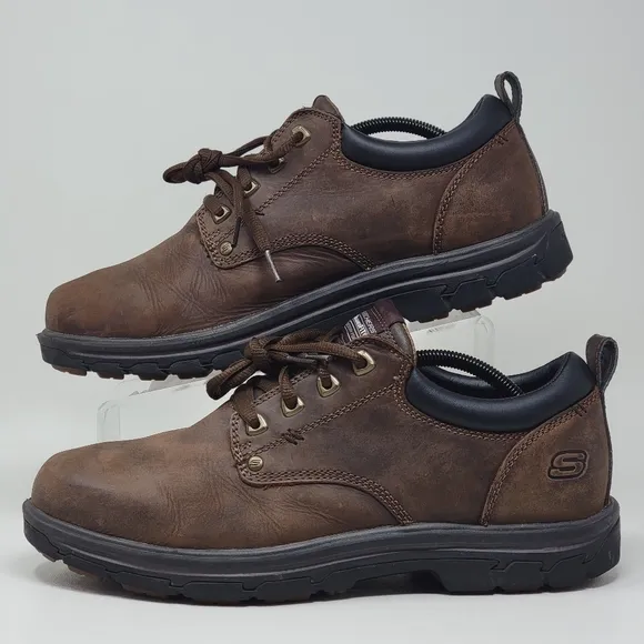 Skechers Men's Segment Rilar Brown Leather Shoes Relaxed 64260EW Size 10.5 W