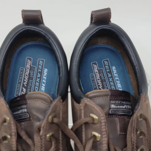 Skechers Men's Segment Rilar Brown Leather Shoes Relaxed 64260EW Size 10.5 W
