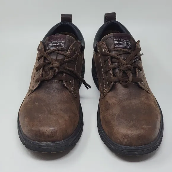 Skechers Men's Segment Rilar Brown Leather Shoes Relaxed 64260EW Size 10.5 W