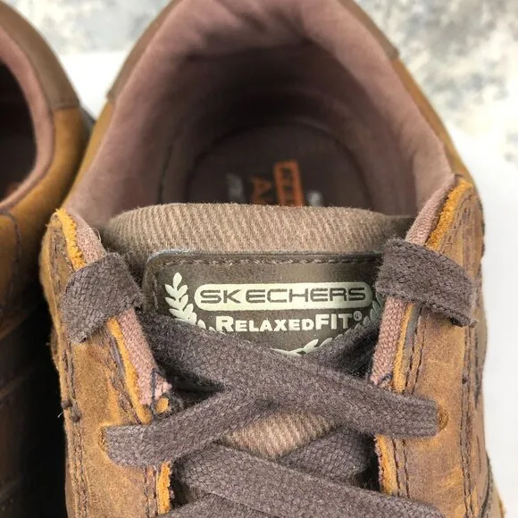 Skechers Men's Size 10.5 Larson Nerick Relaxed Fit Brown Leather Sneakers 64833