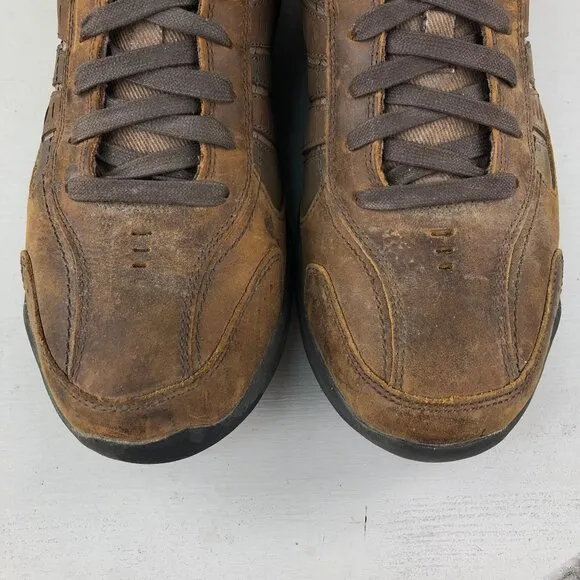 Skechers Men's Size 10.5 Larson Nerick Relaxed Fit Brown Leather Sneakers 64833