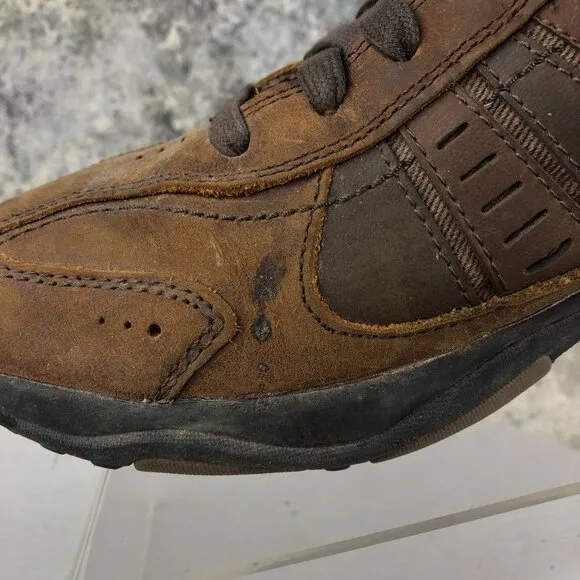 Skechers Men's Size 10.5 Larson Nerick Relaxed Fit Brown Leather Sneakers 64833
