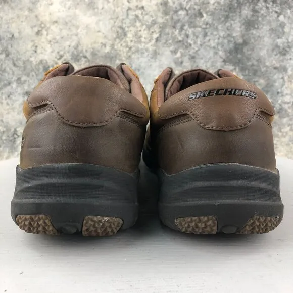 Skechers Men's Size 10.5 Larson Nerick Relaxed Fit Brown Leather Sneakers 64833