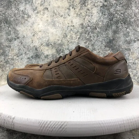 Skechers Men's Size 10.5 Larson Nerick Relaxed Fit Brown Leather Sneakers 64833