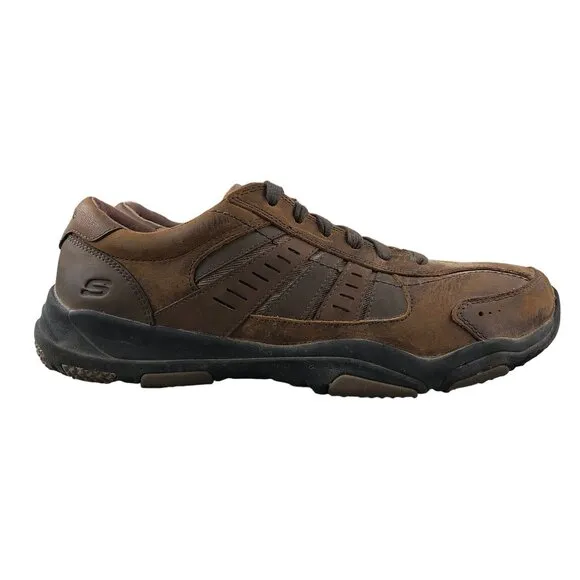 Skechers Men's Size 10.5 Larson Nerick Relaxed Fit Brown Leather Sneakers 64833