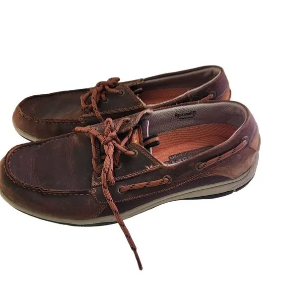 Skechers Relax Fit  Memory Foam Leather Boat Shoes Size 12