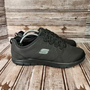 SKECHERS Relaxed Fit Womens 11 Black Work Slip Resistant Comfort Shoes 77211 EUC