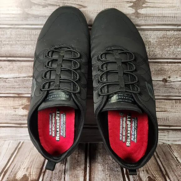 SKECHERS Relaxed Fit Womens 11 Black Work Slip Resistant Comfort Shoes 77211 EUC