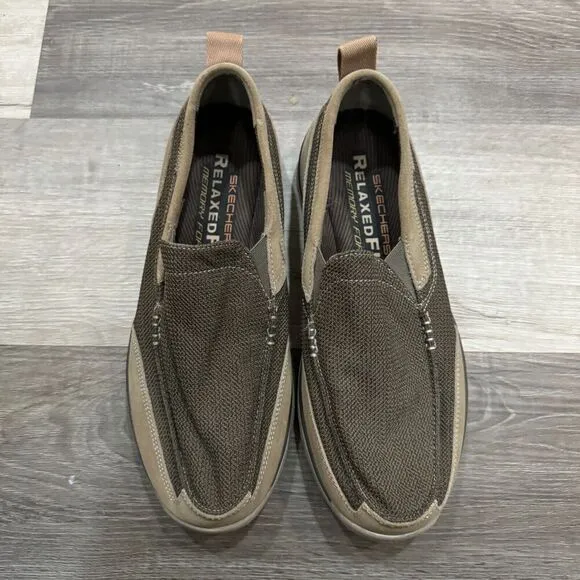 Skechers Superior Milford Sneakers Men's 10 Tan Relaxed Fit Slip-on Casual Shoes