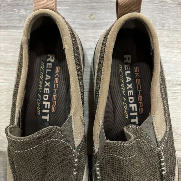 Skechers Superior Milford Sneakers Men's 10 Tan Relaxed Fit Slip-on Casual Shoes
