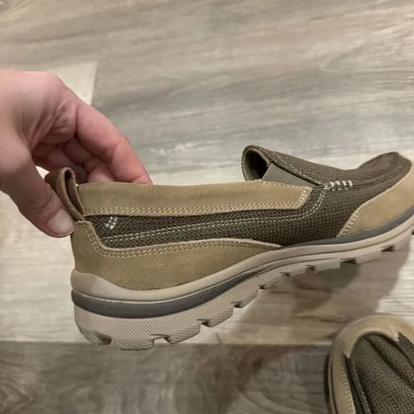 Skechers Superior Milford Sneakers Men's 10 Tan Relaxed Fit Slip-on Casual Shoes