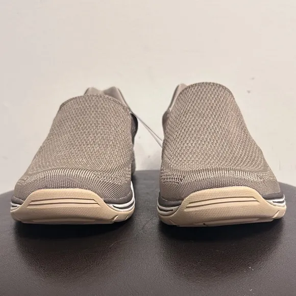 Skechers Taupe Expected Gomel Air Cooled Memory Foam Relaxed Fit Pull On Shoes