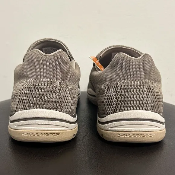 Skechers Taupe Expected Gomel Air Cooled Memory Foam Relaxed Fit Pull On Shoes