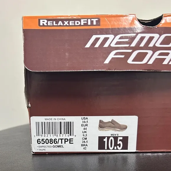 Skechers Taupe Expected Gomel Air Cooled Memory Foam Relaxed Fit Pull On Shoes