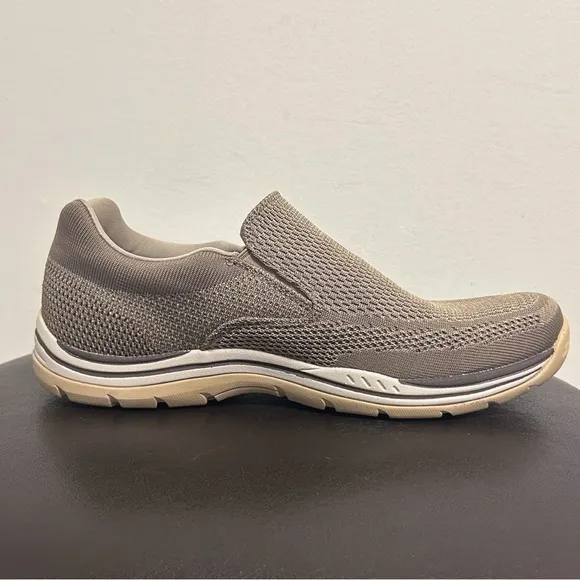 Skechers Taupe Expected Gomel Air Cooled Memory Foam Relaxed Fit Pull On Shoes
