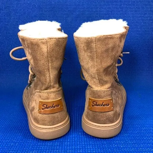 SKECHERS FAUX FUR Women`s Size 7.5 Brown Mid Calf Boots SN 44947