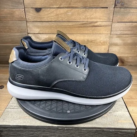 Skechers Relaxed Fit Street Mens Size 13 Black Leather Shoes Sneakers 58817