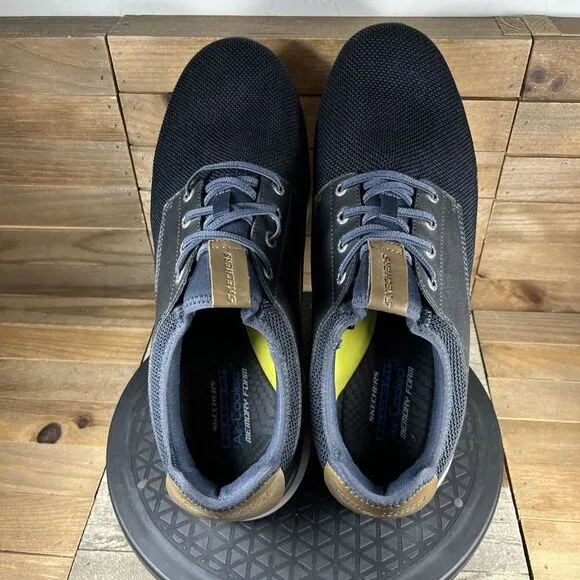 Skechers Relaxed Fit Street Mens Size 13 Black Leather Shoes Sneakers 58817