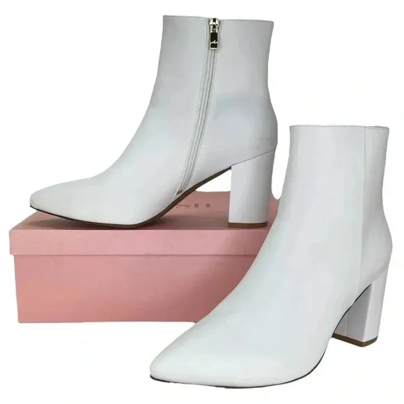 SMASH Shoes Chiku White Faux Leather Womens Ankle Boots Size 11M