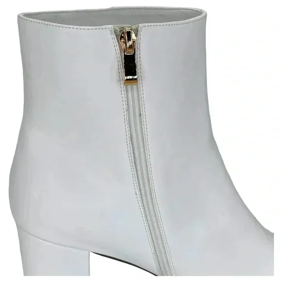 SMASH Shoes Chiku White Faux Leather Womens Ankle Boots Size 11M