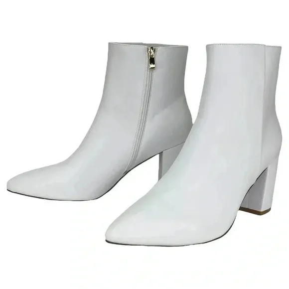 SMASH Shoes Chiku White Faux Leather Womens Ankle Boots Size 11M